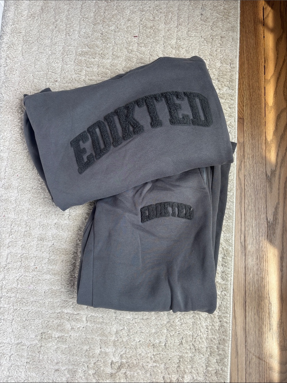 Edikted Charcoal Crewneck with Black Chenille Logo